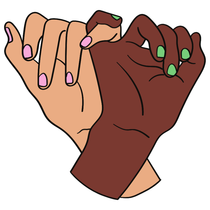 eine weiße und eine schwarze Hand berühren sich