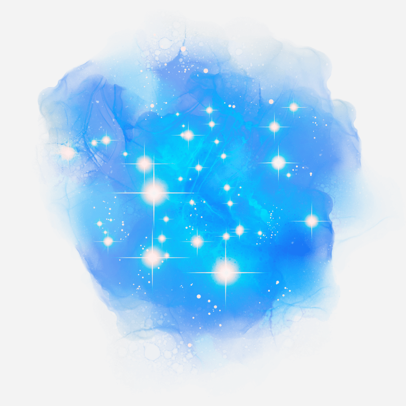 blaue, magische Wolke mit Sternen